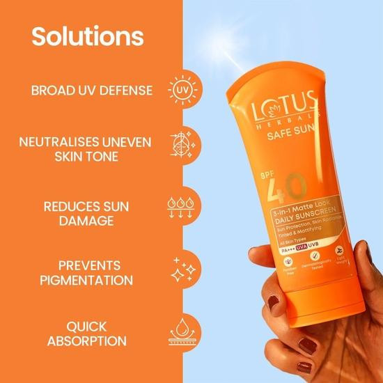 Lotus Herbals Safe Sun 3-In-1 Sonnenschutzmittel SPF 40, 100g, Unisex - Bild 2