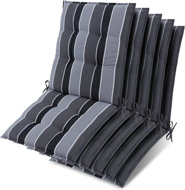Beautissu 5er Set Sun-NL Auflage für Niederlehner Liegen, Anthrazit-Gestreift, B/T/H: 105 x 50 x 8 cm - Bild 1