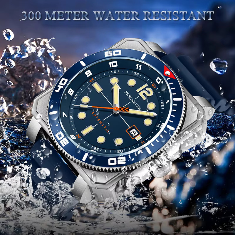 LIGE Armbanduhr Automatik, Edelstahl, Blau, Herren - Bild 4