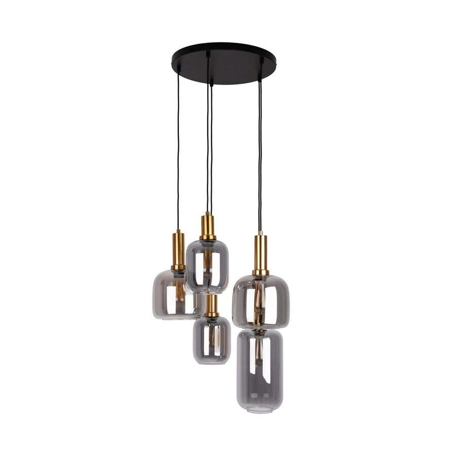 Näve Pendelleuchte Fumo 5er-Set Schwarz aus Metall und Glas, Durchmesser: 54,8 cm, Höhe: 150 cm - Bild 2