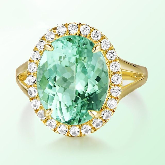 POMOiii Ring 14k Gold, Grüner Topas, Diamant, Damen - Bild 1