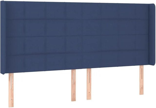 vidaXL Kopfteil mit Ohren in Blau aus Stoff, B/T/H: 163 x 16 x 118/128 cm - Bild 1