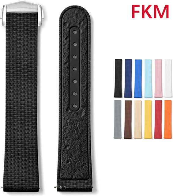 strapfreak Uhrenarmband Fluorkautschuk, 20 mm, Schwarz, Unisex - Bild 1
