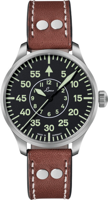 Fliegeruhr BASIS Aachen 39, Automatik, Edelstahl, 39 mm, Leder, Schwarz - Bild 1