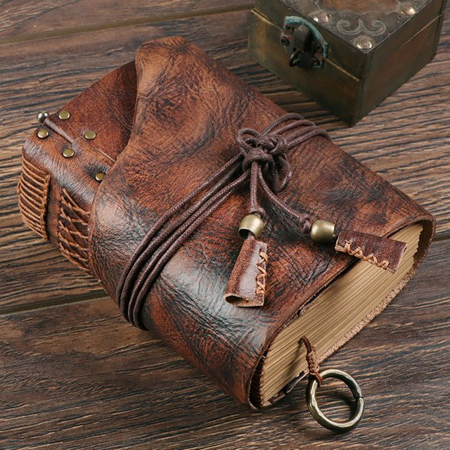 Handgemachtes Vintage Reise-Tagebuch aus echtem Leder in Braun - Bild 1