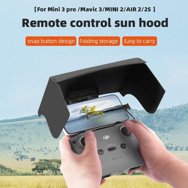 APWIKOGER Faltbarer Sonnenschutz für Fernbedienungen, Augenschutz in Schwarz, kompatibel mit Mavic 3, Mini 2, Air 2S, Mini 3 Pro und RC-N1 - Bild 1