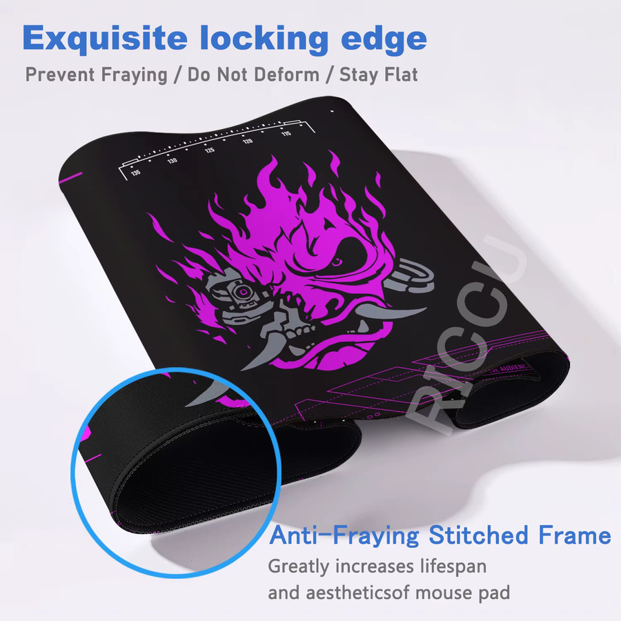Potdemiel XXL Machine Devil Mask Gaming-Mauspad im Cyberpunk-Anime-Design, rutschfeste Schreibtischunterlage in Multicolour - Bild 3