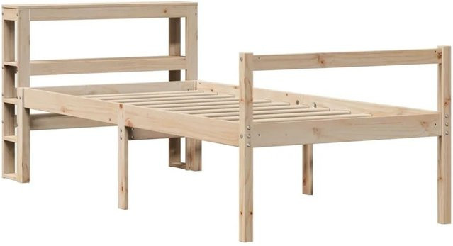 vidaXL Seniorenbett aus massivem Kiefernholz mit Kopfteil, rustikal und unbehandelt, B/T/H: 90 x 190 cm - Bild 1