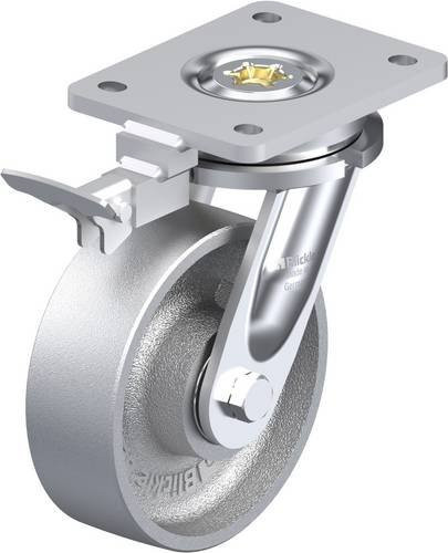 Blickle LO-G 150K-RI4 Lenkrolle mit Feststeller, Rad-Durchmesser: 150 mm, Tragfähigkeit: 900 kg, verzinkt, blau/silber - Bild 1