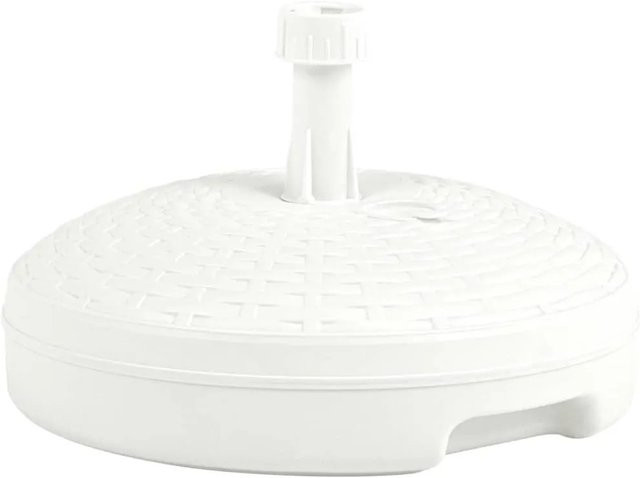 vidaXL Sonnenschirmständer aus Kunststoff in Weiß mit Rattan-Muster für Sand oder Wasser (20 l) - Bild 1