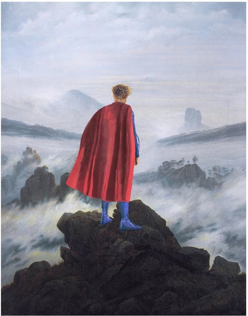 Leinwandbild Flechazo Poster Wanderer über dem Nebelmeer, modernes Kunstposter als Wandbild für dein Wohnzimmer, B/H: 50 x 70 cm - Bild 1