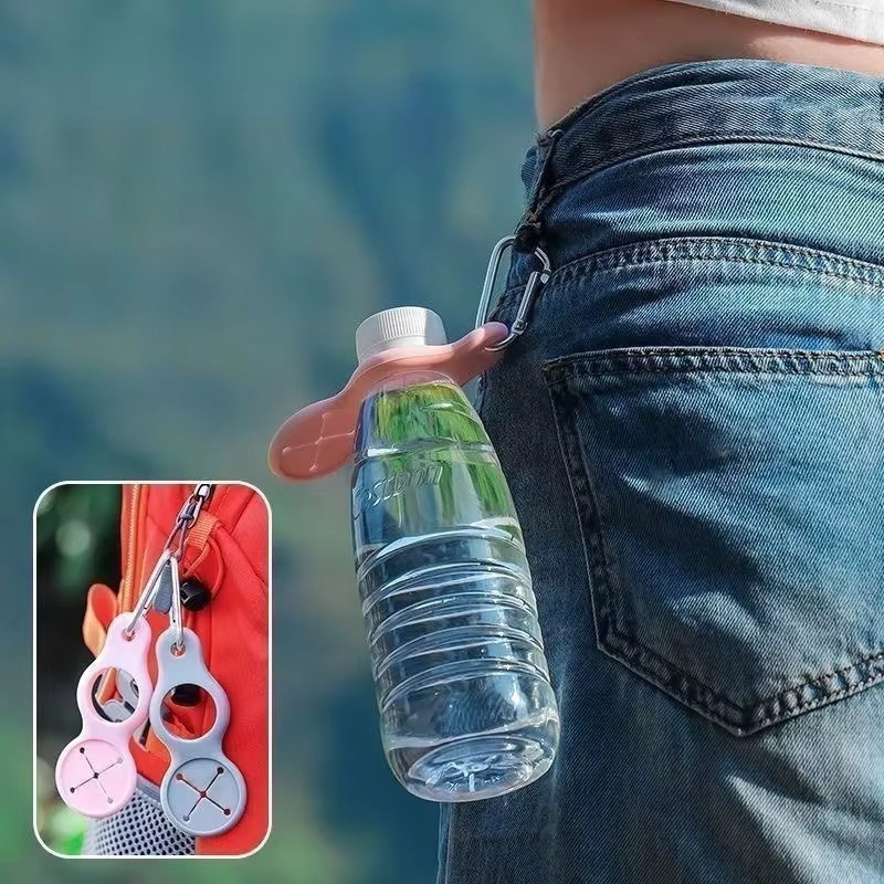 Daiso Silikon-Wasserflaschenhaken für unterwegs, 4 Stück, grau - Bild 5