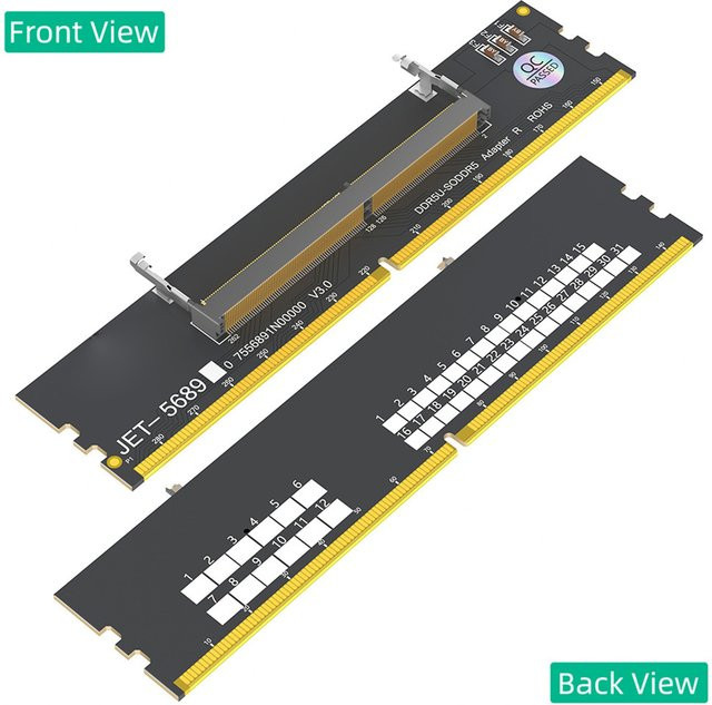 VBESTLIFE DDR5 U-DIMM zu SO-DIMM Adapterkarte in Schwarz für die Konvertierung von Desktop- zu Laptop-Speicher - Bild 1