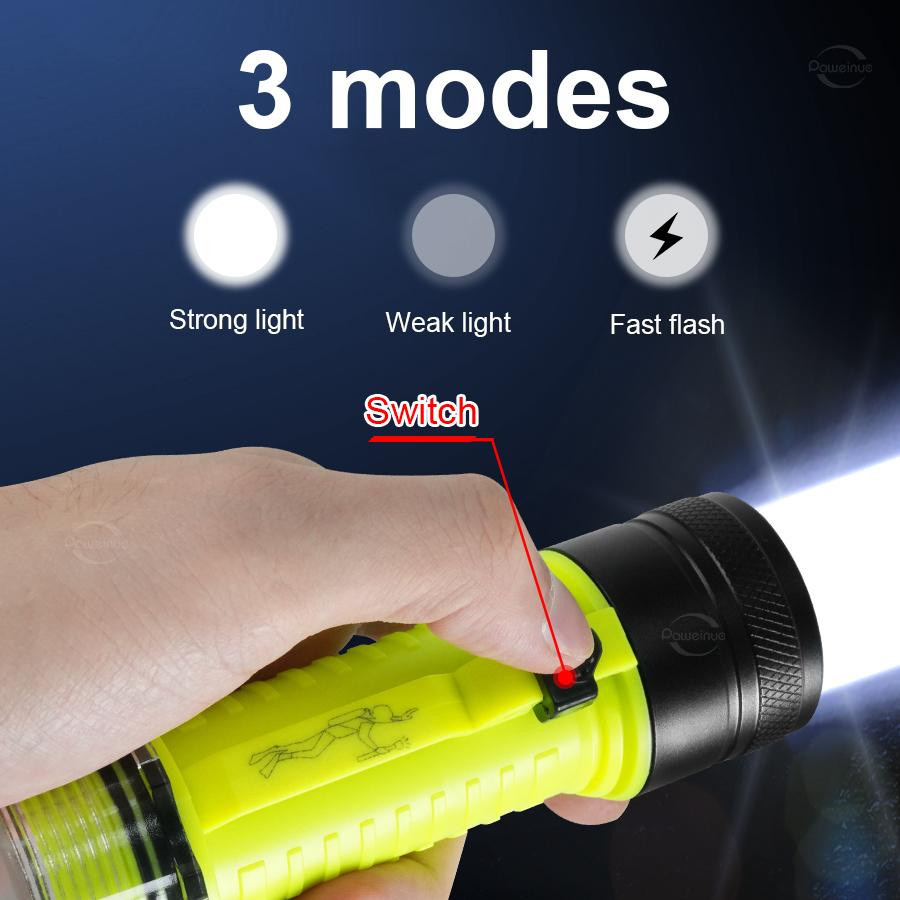 Pawell Professionelle LED Tauchlampe XHP120 Wasserdicht IPX8 Wiederaufladbar - Bild 4