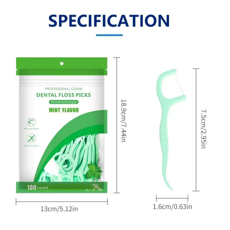 RUZOFO Pfefferminz-Dentalfloss-Sticks, 100-500 Stück, Einweg-Zahnseide - Bild 2