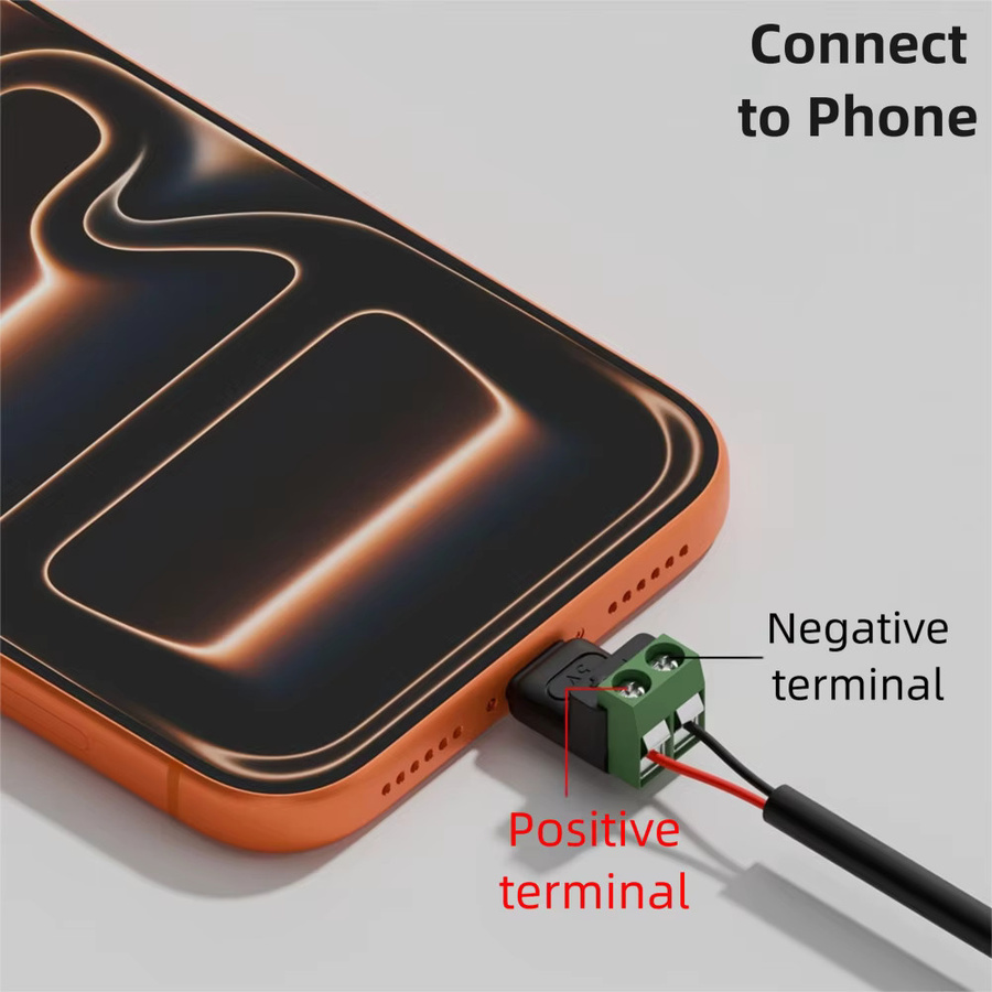 USB-C auf 2-Pin Schraubklemmenblock Adapter Typ-C Ladeanschluss Grün - Bild 2