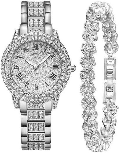 Amusedly Armbanduhr, Quarz, Edelstahl, Silber, Kristall, Damen - Bild 1