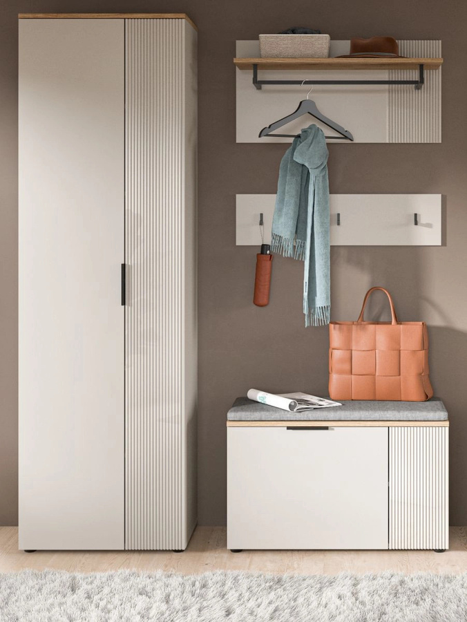 Garderobe Set Skid 4-tlg. von Inn.Furn in Kaschmir und Eiche, modern, B/H: 155 x 190 cm - Bild 1