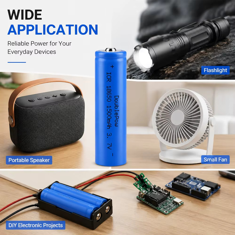 Wiederaufladbare 18650 Lithium-Ionen-Batterie 3,7V mit 1500mAh in Blau für Rasierer, Lautsprecher und Massagegeräte - Bild 3