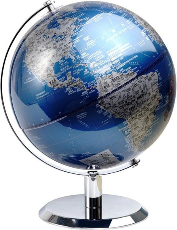 Rubyqun Globus in Blau als Vintage Weltkugel aus Metall für Kinder und Geographie-Bildung - Bild 1