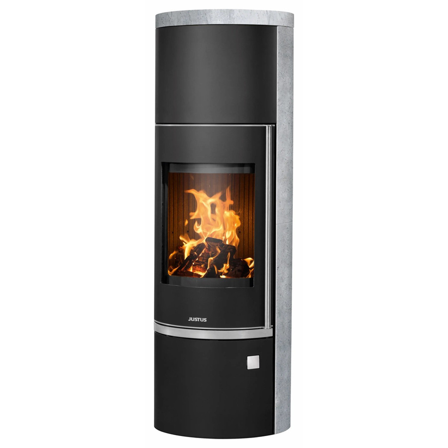 Justus Kaminofen Faro W+ 2.0 Speckstein Schwarz in Gussgrau mit 7 kW Leistung - Bild 2