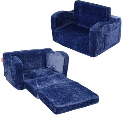 VEVOR 2-in-1 Kindersofa als Liegestuhl und Sessel, umwandelbare Kindercouch aus Flanellstoff und 25D-Schaumstoff, Blau, B/T/H: 104 x 58 x 32 cm - Bild 1