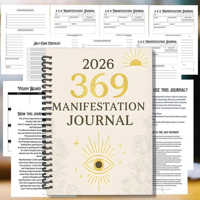 Spiralnotizbuch mit Allsehendes Auge Motiv und 369 Manifestations-Journal zur Förderung der Intuition - Bild 1
