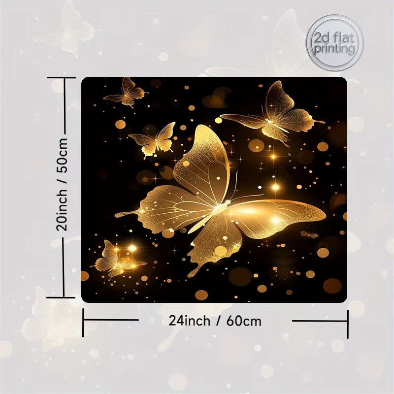 Rutschfeste Staubschutzmatte mit goldenem Schmetterlings-Flugmuster für Waschmaschine und Trockner, B/H: 50,8 x 60,96 cm - Bild 2