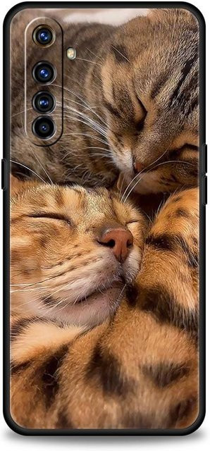 Handyhülle mit süßem schlafendem Kätzchen für Realme Modelle in Schwarz und Multicolour - Bild 1