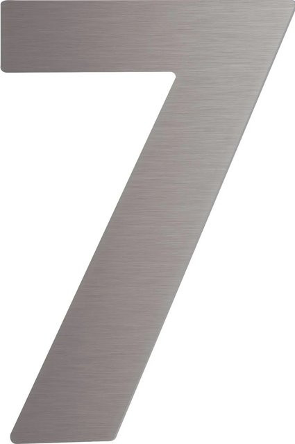 SCHÖSSWENDER Hausnummer 7 aus Edelstahl in Silber Matt mit 2 Gewindenocken M5, Höhe: 12 cm - Bild 1