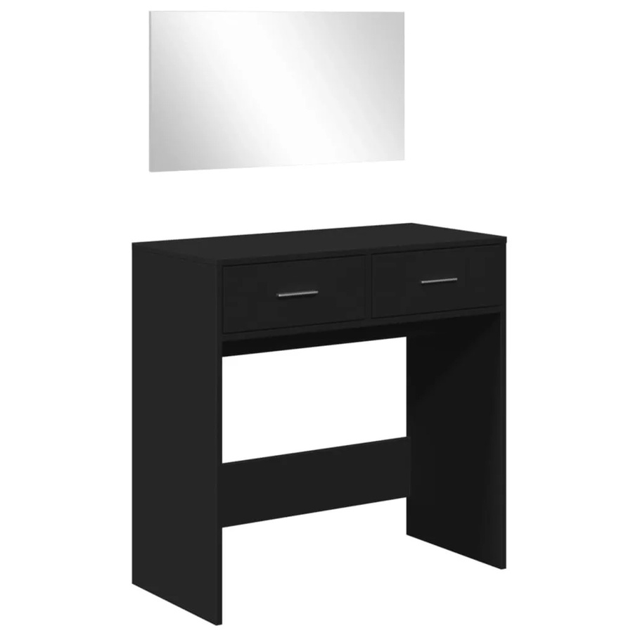 vidaXL Schminktisch mit Spiegel in Schwarz, modern mit MDF und Glas, B/T/H: 80 x 39 x 80 cm - Bild 2