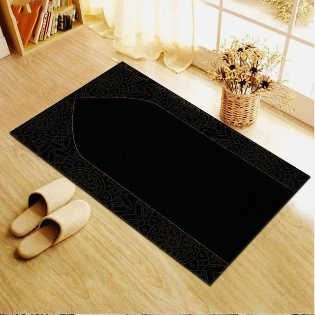 Personalisierter Gebetsteppich Janamaz von Wucifang Jewelry in Schwarz, modernes geometrisches Design, B/H: 40 x 60 cm - Bild 1