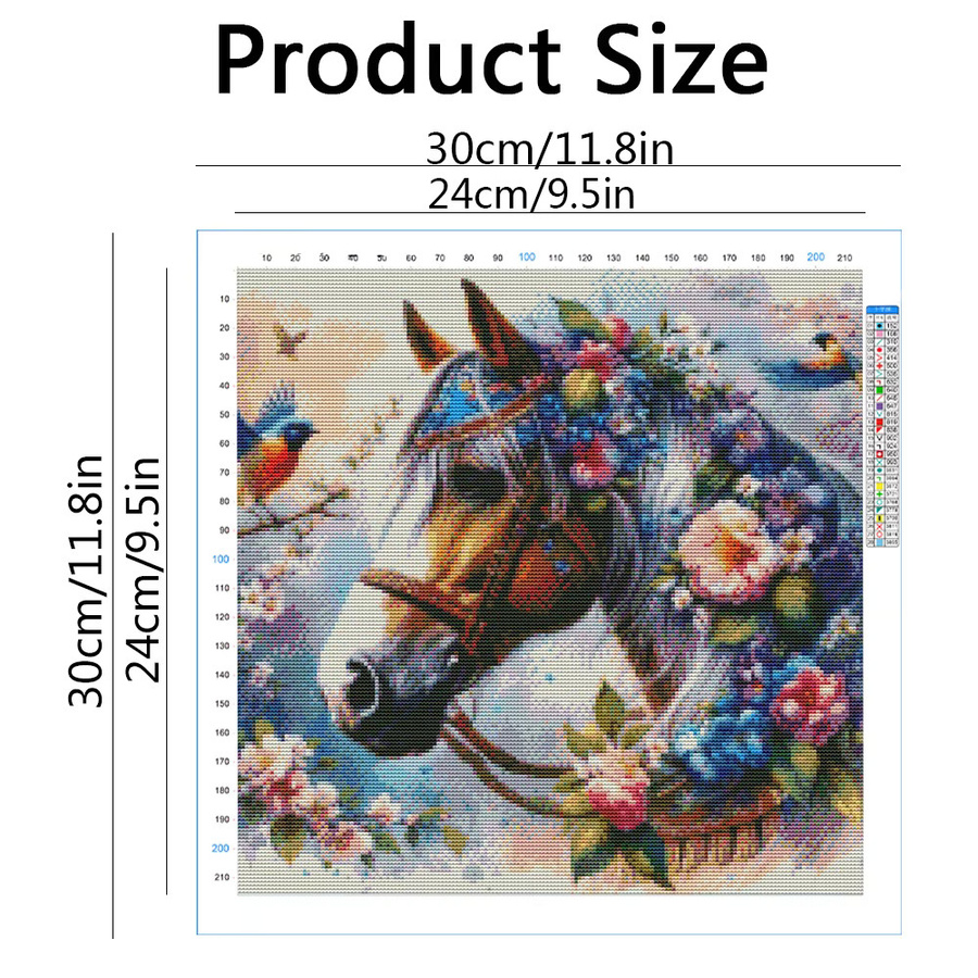 Evershine Kreuzstich-Set Pferd und Blumen Wandkunst in Multicolour, B/H: 30 x 30 cm - Bild 2