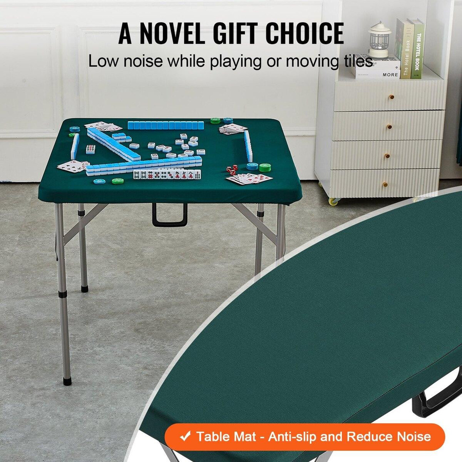 Buying Solutions MB Mahjong-Tisch für 4 Spieler, quadratischer faltbarer Kartentisch mit grüner Tischplatte und Tragegriff, weiß - Bild 4