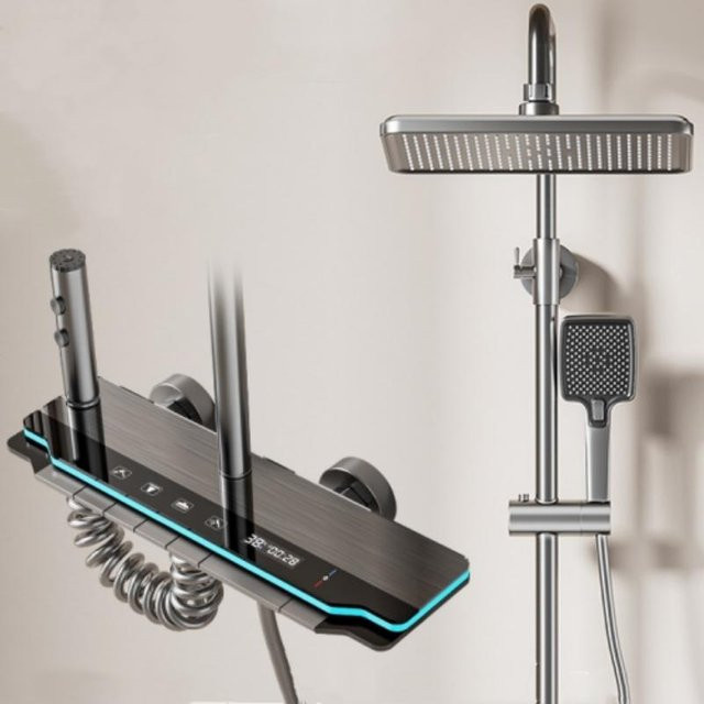 Walk Vogue Luxus Duscharmatur Set mit digitaler Temperaturanzeige und Licht in Chrom und Silber - Bild 1