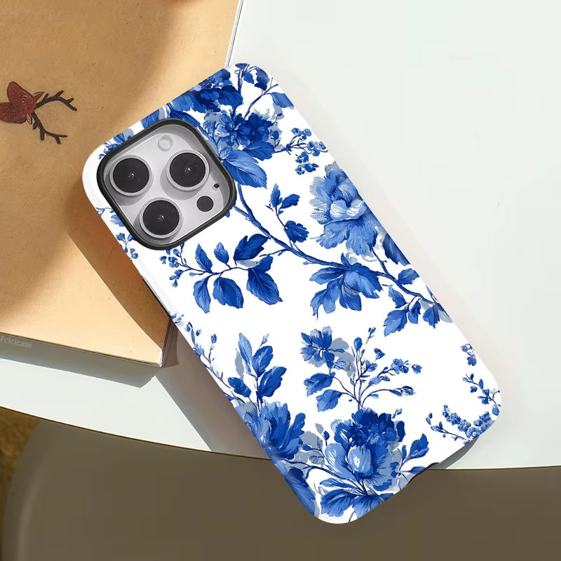 Fcicicase MagSafe Magnetische Silikon Schutzhülle mit Blumenmuster für iPhone 17 Air Pro Max, 16, 15, 14, 13, 12, 11 in Blau - Bild 4