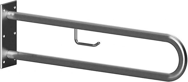 Brillantbad BELP Stützgriff in U-Form mit Toilettenpapierhalter aus Edelstahl gebürstet, Silber, B/T/H: 10,0 x 25,0 x 82,9 cm - Bild 1