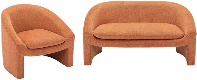 Vente-unique Couchgarnitur Ossana mit 2-Sitzer Sofa und Sessel in Terracotta, Stoff, Breite: 137 cm, Tiefe: 83 cm - Bild 1