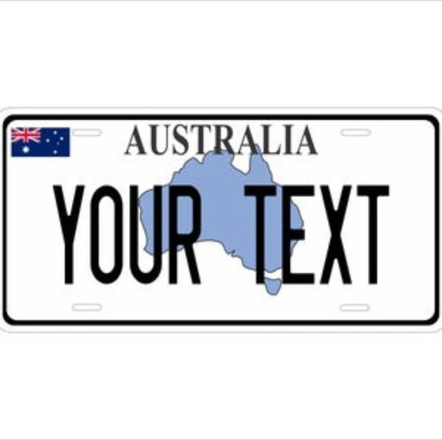 Personalisiertes Metall-Nummernschild mit Australien-Karte von Hello Young in Weiß und Multicolour zur Dekoration für Garage oder Zuhause - Bild 1