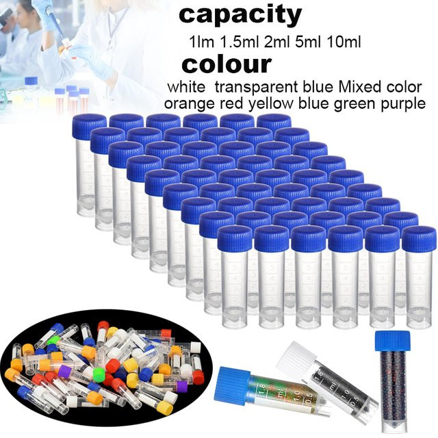 50 Mini-Flaschen aus Kunststoff, 1-10 ml, mit Verschluss, graduiert - Bild 1