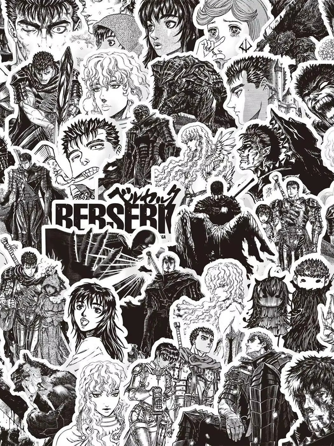 82er Set GOGOTU Berserk Guts Casca Cartoon Aufkleber aus wasserfestem PVC in Mehrfarbig für Laptop, Notebook und Wasserflaschen - Bild 7