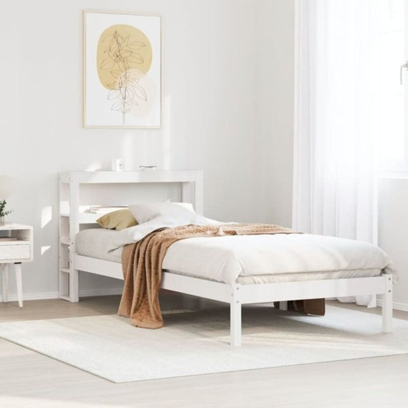Massivholzbett Vidaxl aus Kiefernholz in Weiß, B/T/H: 90 x 200 cm - Bild 1