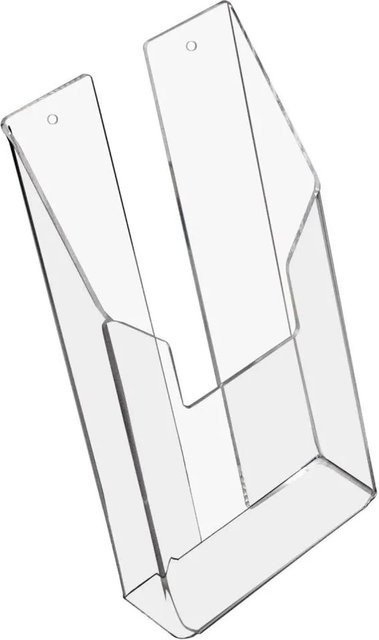 HMF Wand Prospekthalter DIN A6 Hochformat aus Acryl, Transparent, B: 11 cm, T: 20 cm, H: 4 cm - Bild 1