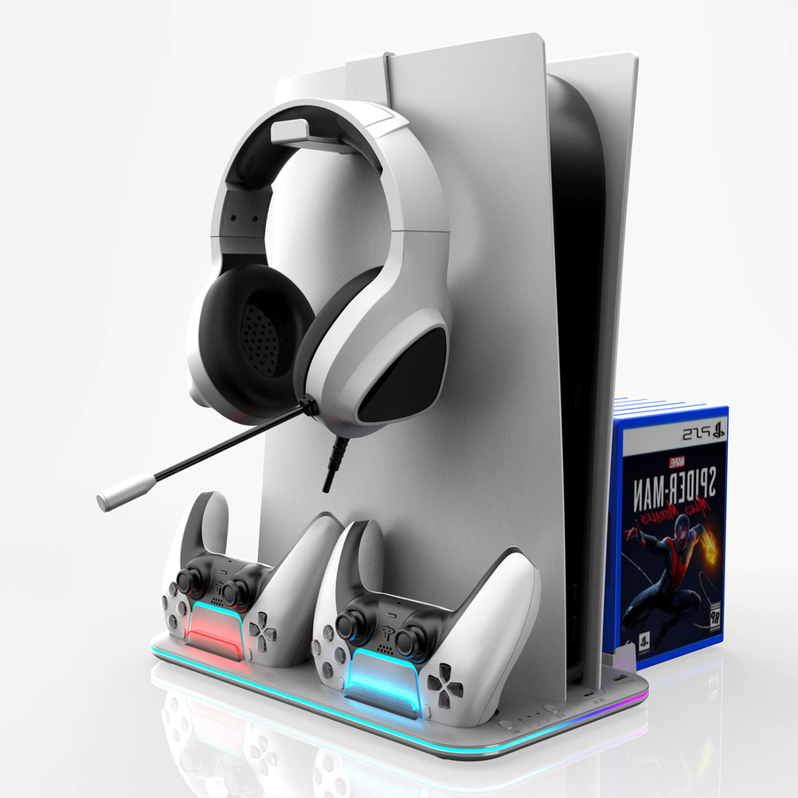 Ipega RGB-Kühlständer für PlayStation in Schwarz mit 3-Stufen-Turbo-Kühlung, Controller-Ladefunktion und Spiele-Disc-Aufbewahrung - Bild 3