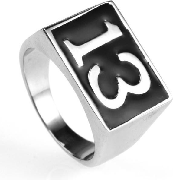 Ring, schwarze Emaille, Silber, Unisex - Bild 1