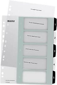 Leitz WOW Register aus Kunststoff für DIN A4, 1-5 Zahlenregister, schwarz-weiß und transparent - Bild 1