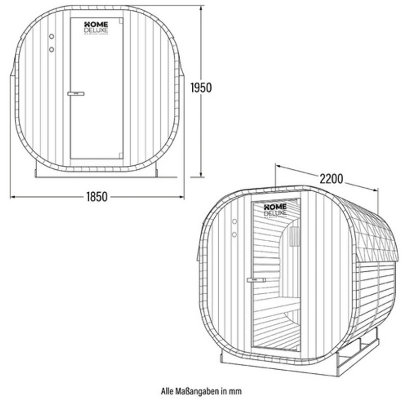 Home Deluxe Fasssauna CUBE XL Outdoor Sauna aus Fichtenholz in Holzfarben und Beige, B/H: 184,2 x 193,8 cm - Bild 7