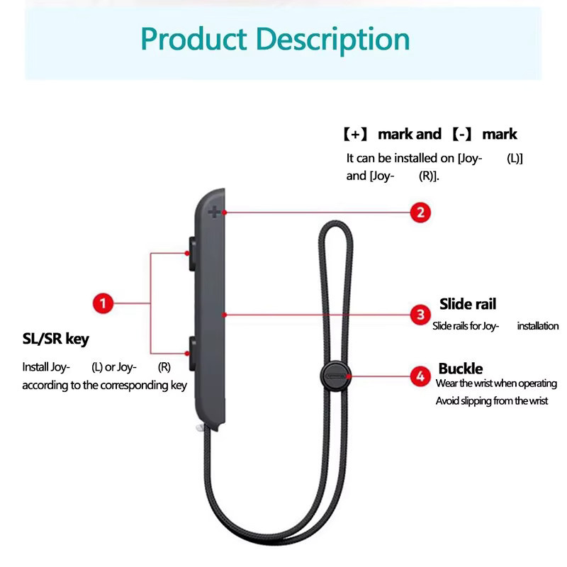 Einstellbares Handgelenk-Lanyard für Nintendo Switch Controller in Schwarz - Bild 2