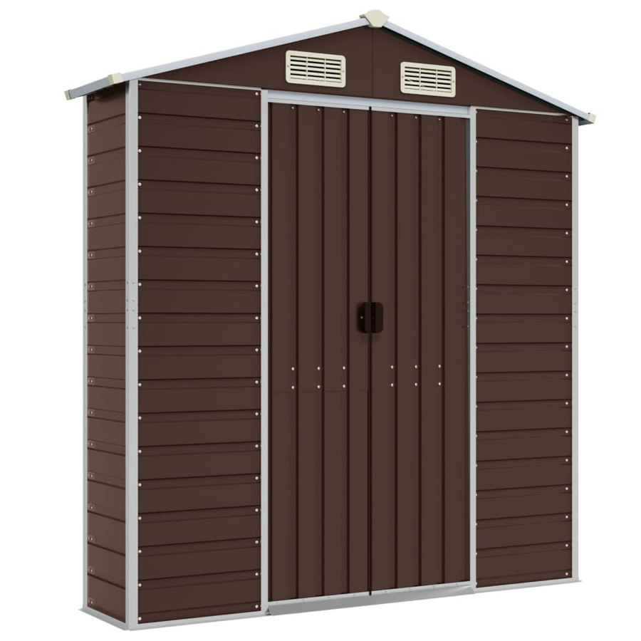 vidaXL Gerätehaus aus verzinktem Stahl in Braun mit Schrägdach, B/T/H: 191 x 385 x 198 cm - Bild 5