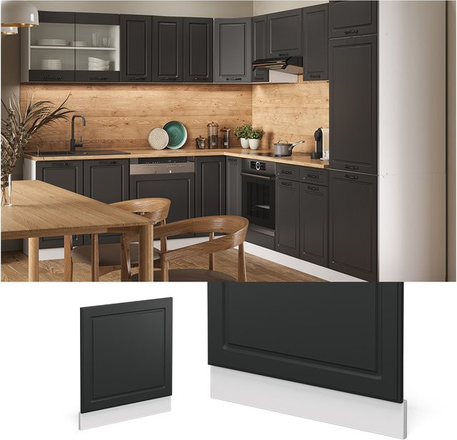 Vicco Geschirrspülerfront Blende R-Line Landhausstil in Anthrazit und Weiß, Breite: 60 cm - Bild 1